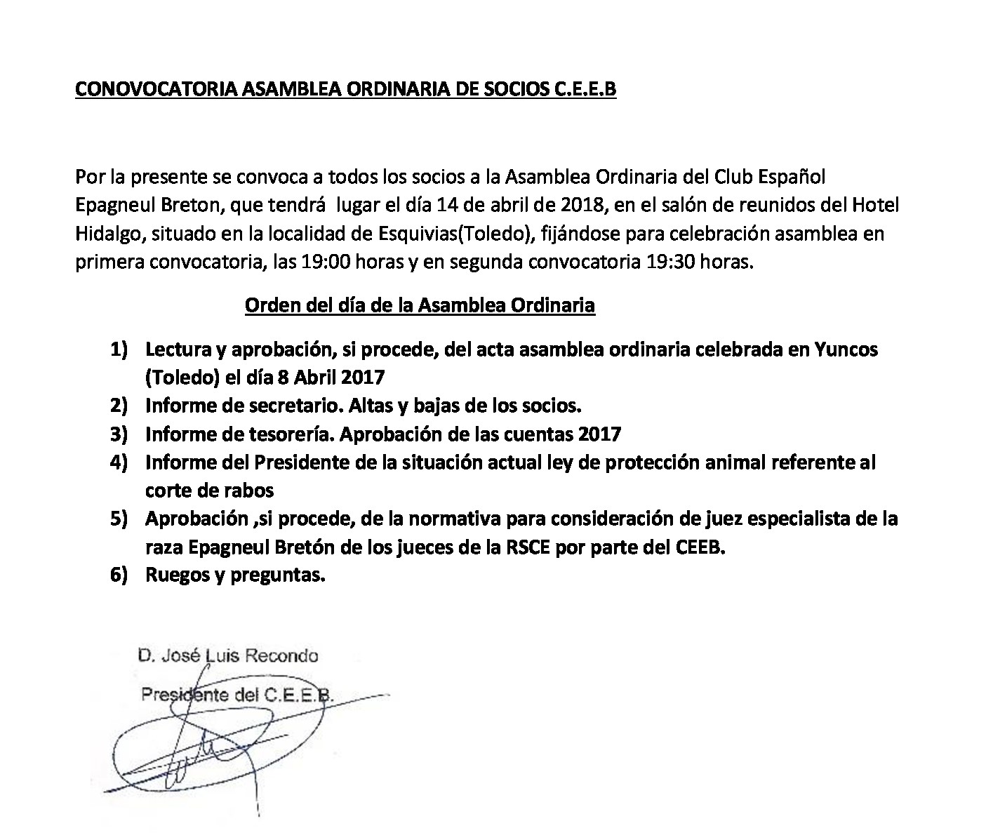 CONOVOCATORIA ASAMBLEA ORDINARIA DE SOCIOS C